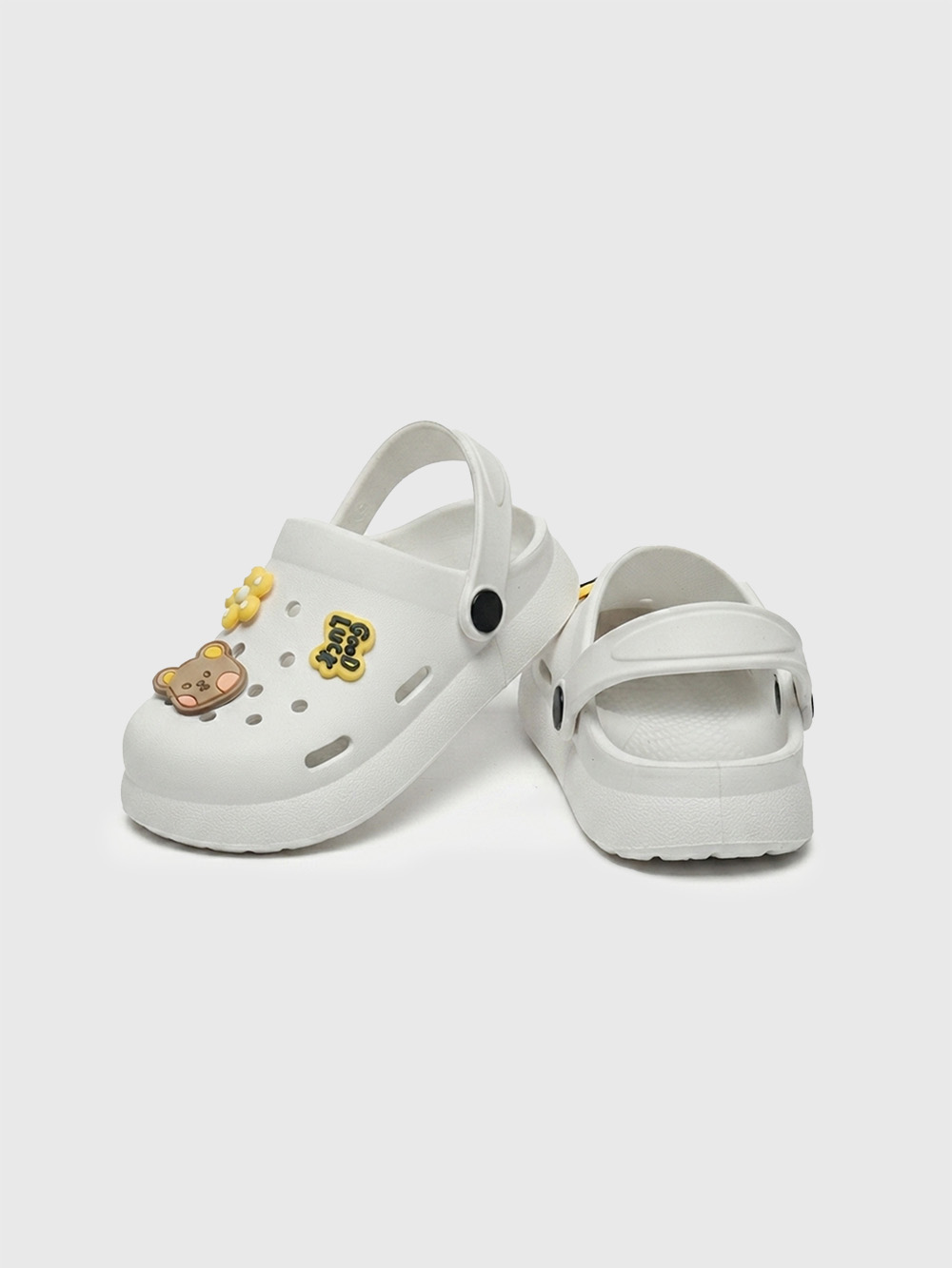 KiddoBounce Charming Bear EVA Clogs White - X2